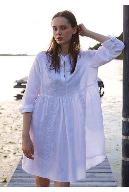 POLO LINEN DRESS - WHITE