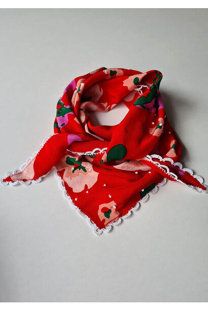 SEIDENHALSTUCH - FLOWER CORALRED