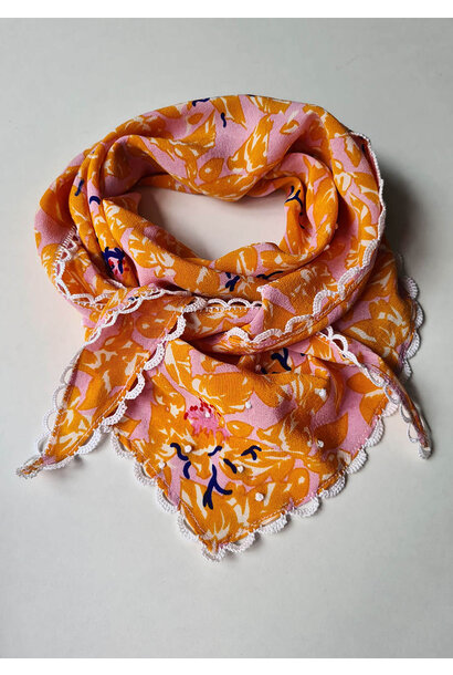 SILK SCARF - LEAVES SUN LILAC
