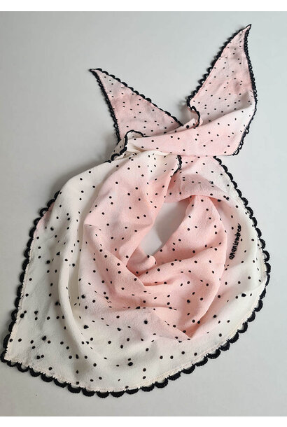 SILK SCARF - POINT WHITE ROSE