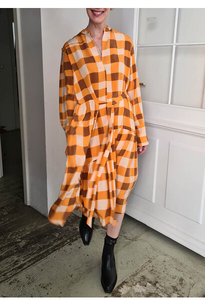 MY FAVORITE SILK DRESS - CHECK BURNT