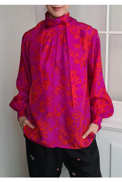 NEW TIE SEIDENBLUSE - HOT PINK