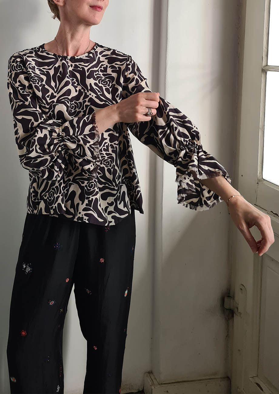 NEW CUFFS SILK TOP - ORNAMENT RETRO-7