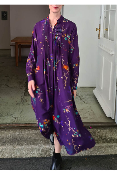 PLEATS SEIDENKLEID - FADED GRAPE