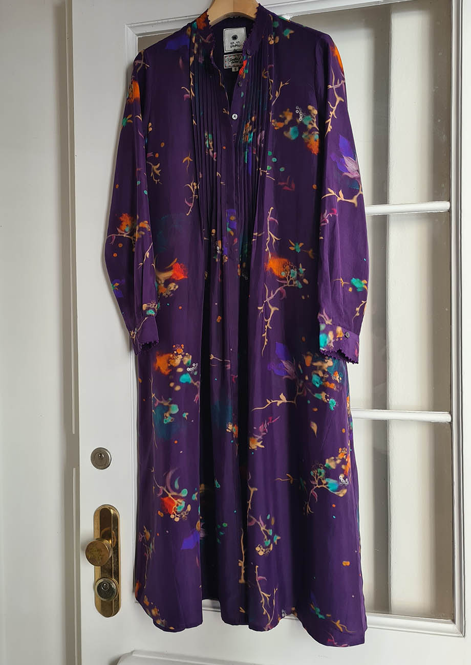 PLEATS SILK DRESS - FADED GRAPE-6