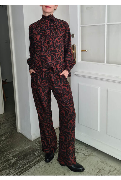 LONG SILK PANTS - ORNAMENT MOCCA