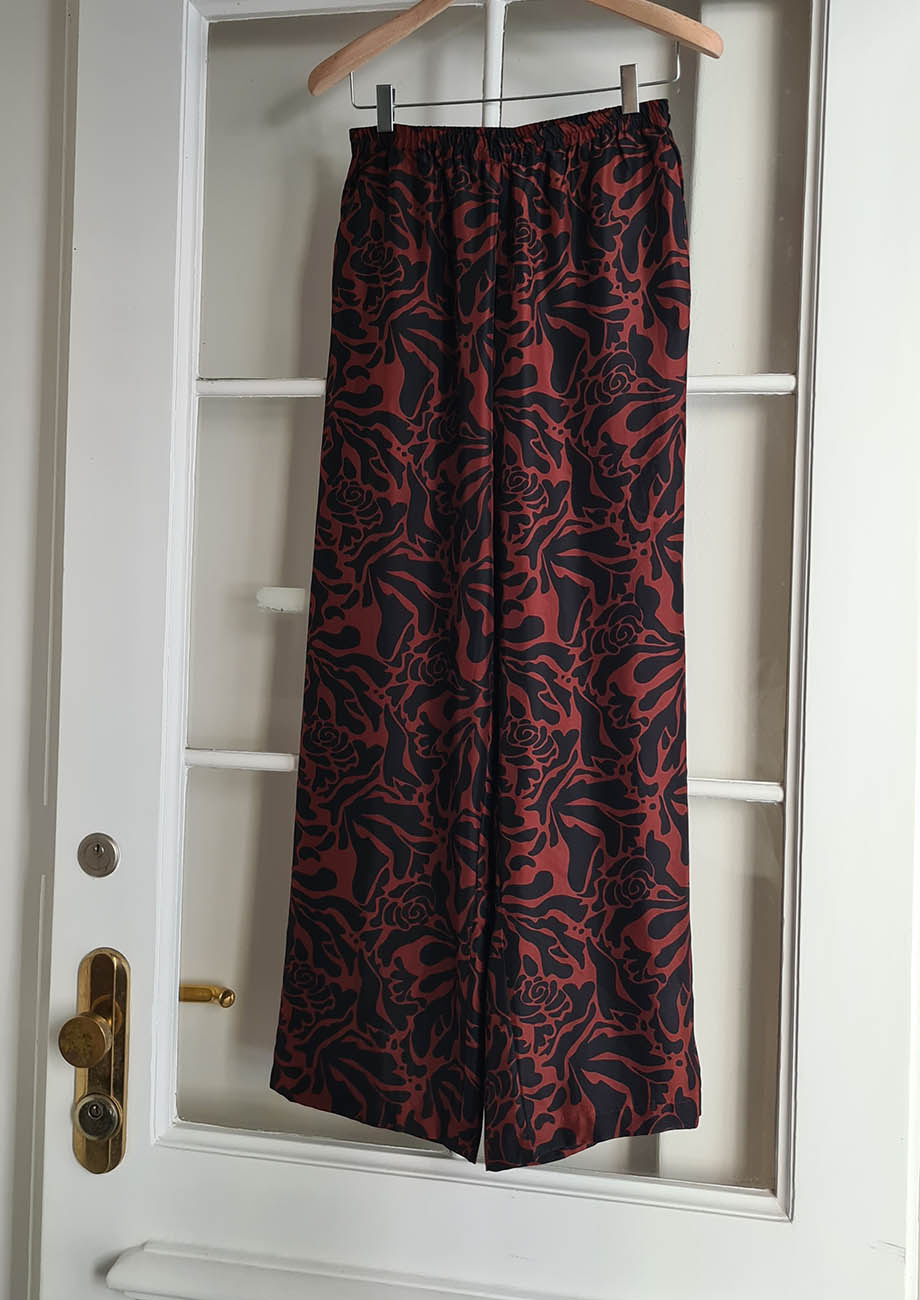 LONG SILK PANTS - ORNAMENT MOCCA-8