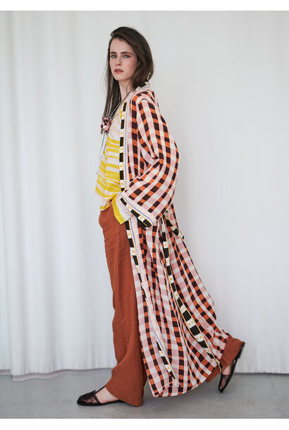 SEIDENKIMONO LANG - CHECK BURNT ORANGE