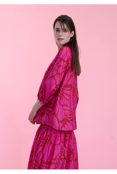 NEXT SEIDENBLUSE - FLOWER FUCHSIA
