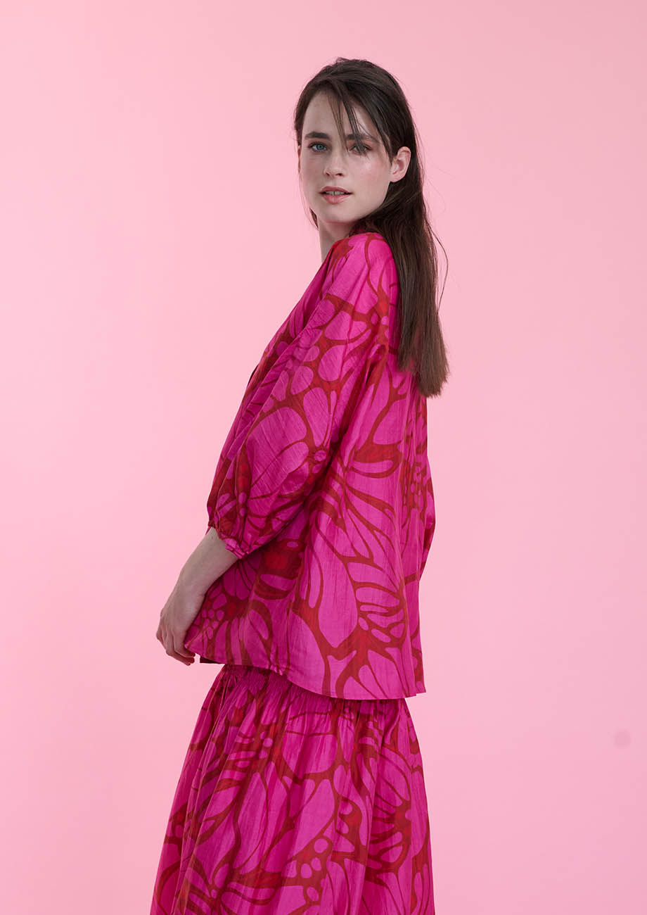 NEXT SEIDENBLUSE - FLOWER FUCHSIA-1