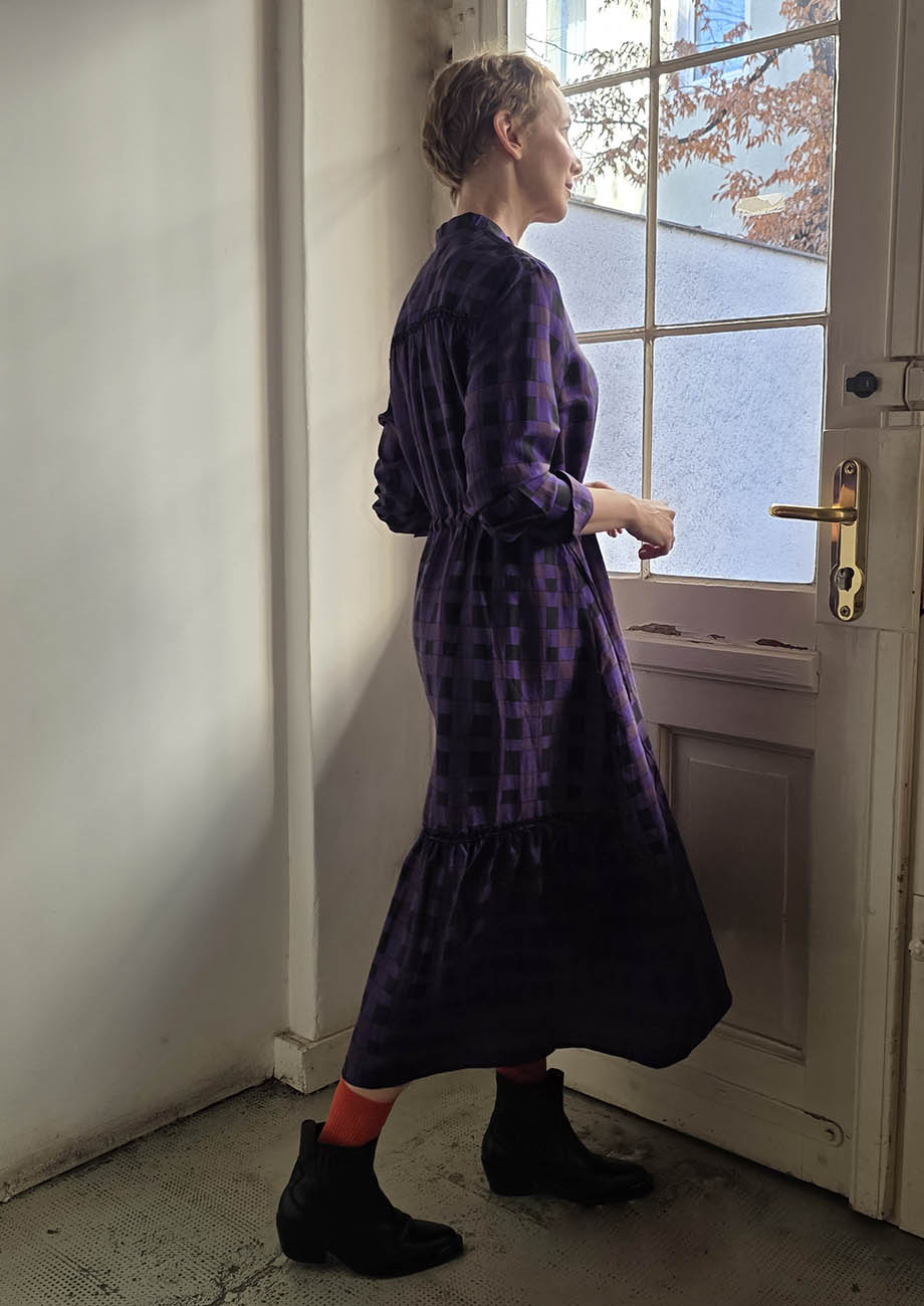 MY MARY SEIDENKLEID - CHECK AUBERGINE-4