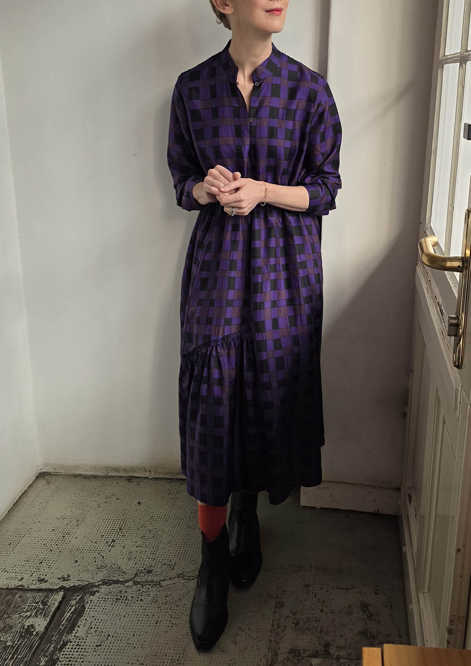 MY MARY SEIDENKLEID - CHECK AUBERGINE-5