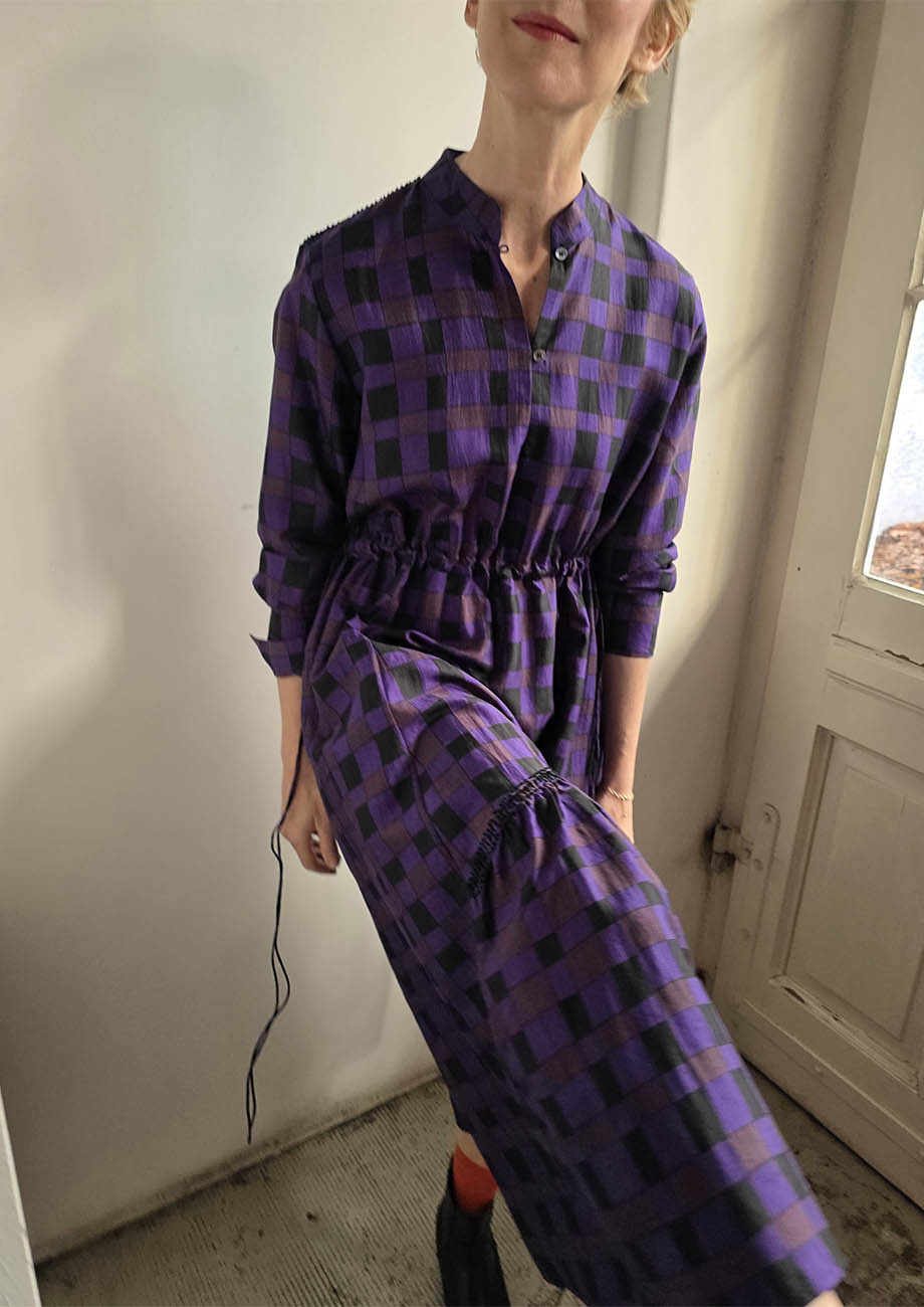 MY MARY SEIDENKLEID - CHECK AUBERGINE-6