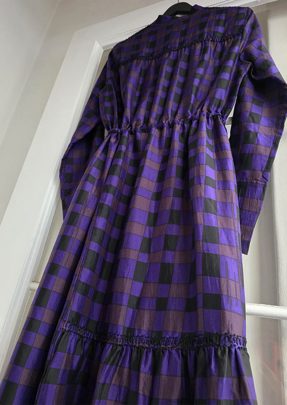 MY MARY SEIDENKLEID - CHECK AUBERGINE-9