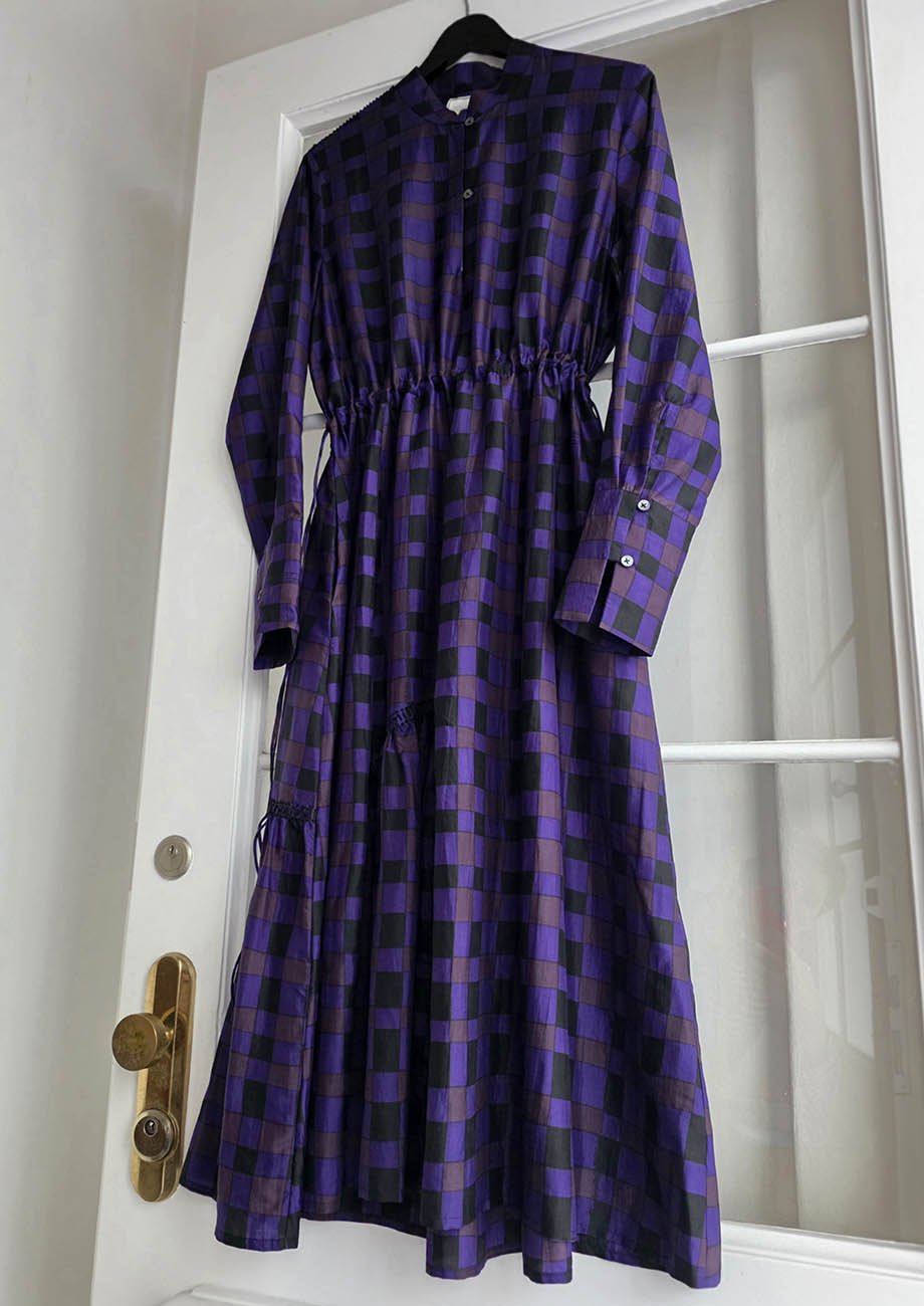 MY MARY SEIDENKLEID - CHECK AUBERGINE-1