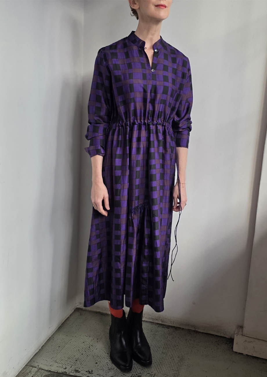 MY MARY SEIDENKLEID - CHECK AUBERGINE-3