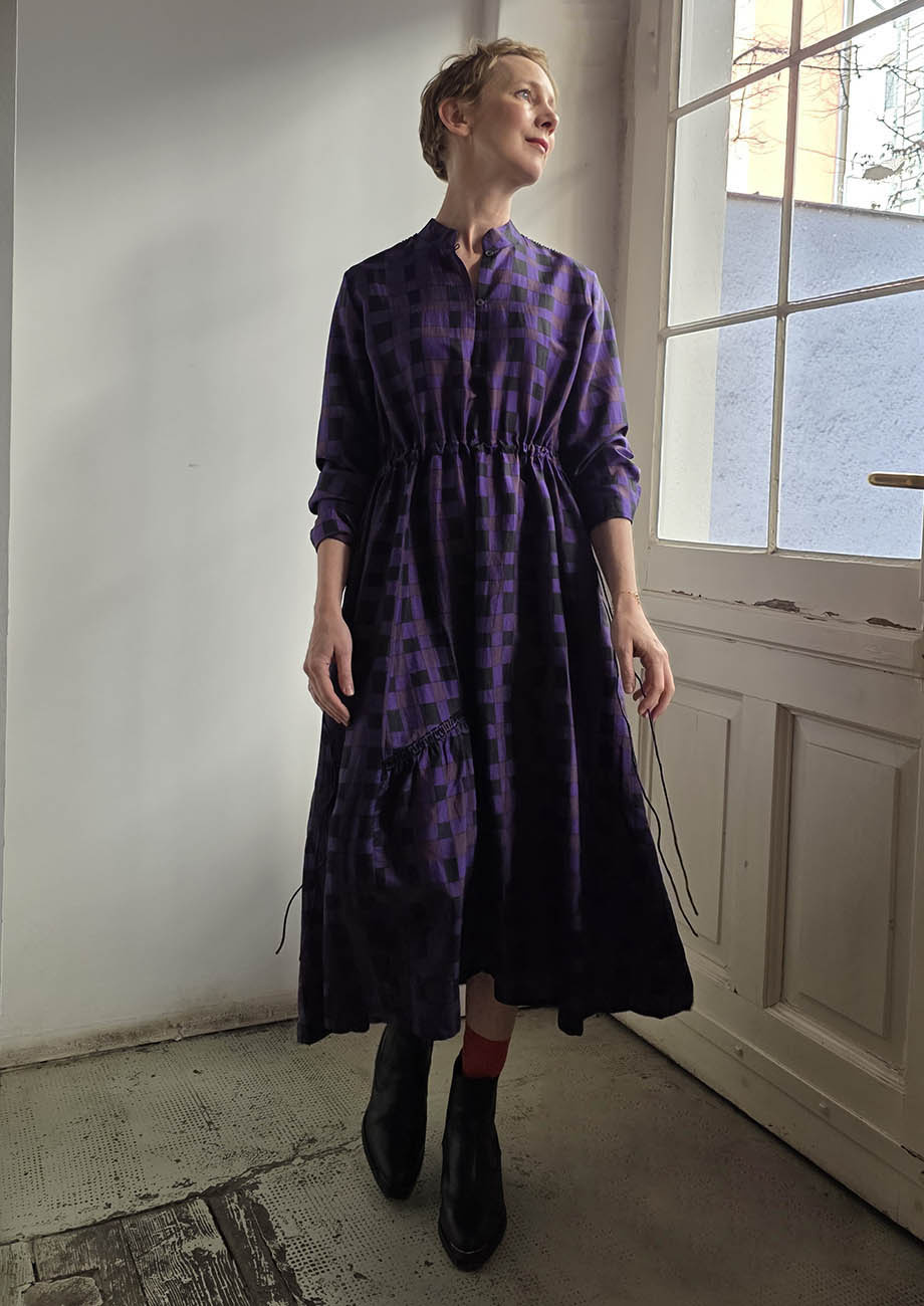 MY MARY SEIDENKLEID - CHECK AUBERGINE-2