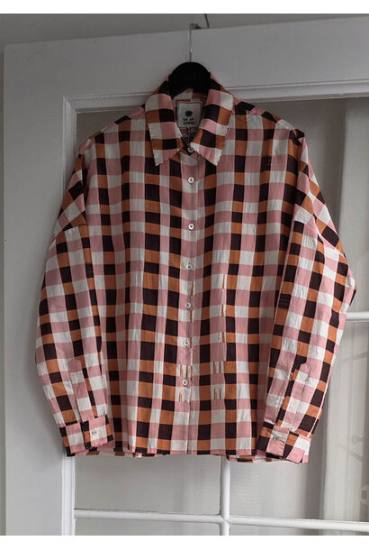 MY SILK BLOUSE - CHECK BURNT ORANGE