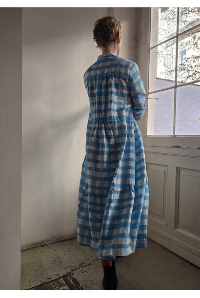 OUR LIEBLINGS SEIDENKLEID - CHECK TÜRKIS