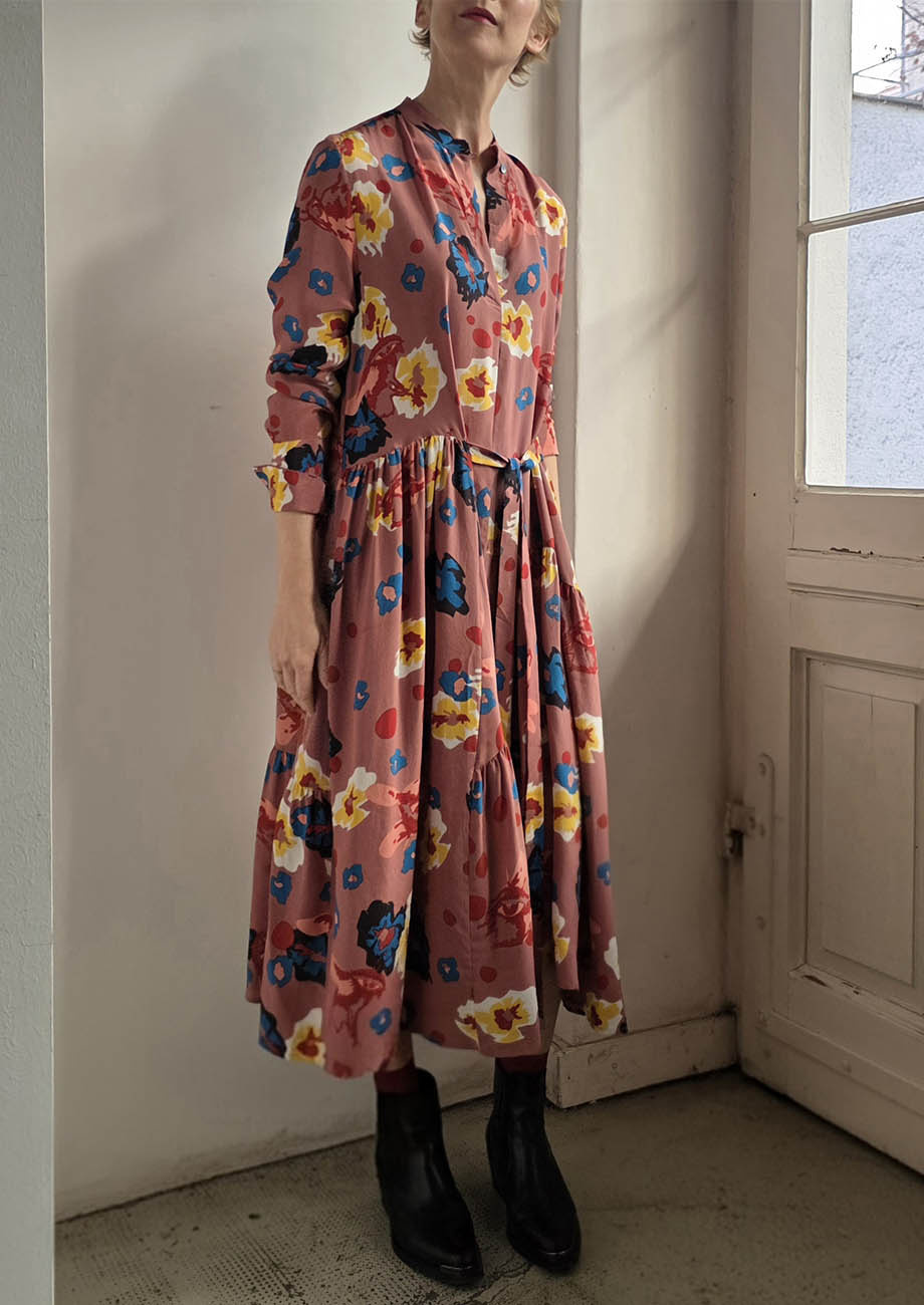 MY FAVORITE SILK DRESS - FLOWER ROSEWOOD-1