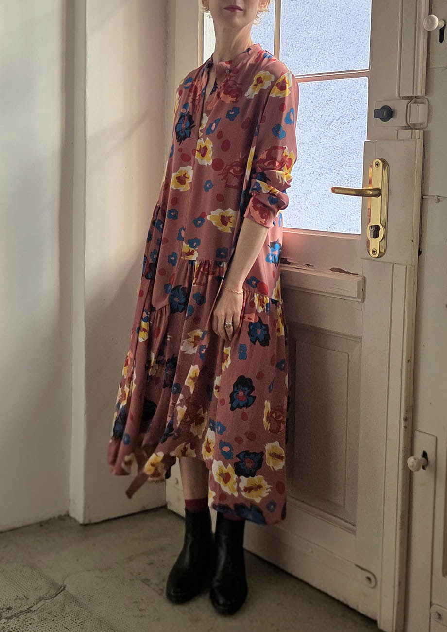 MY FAVORITE SILK DRESS - FLOWER ROSEWOOD-3