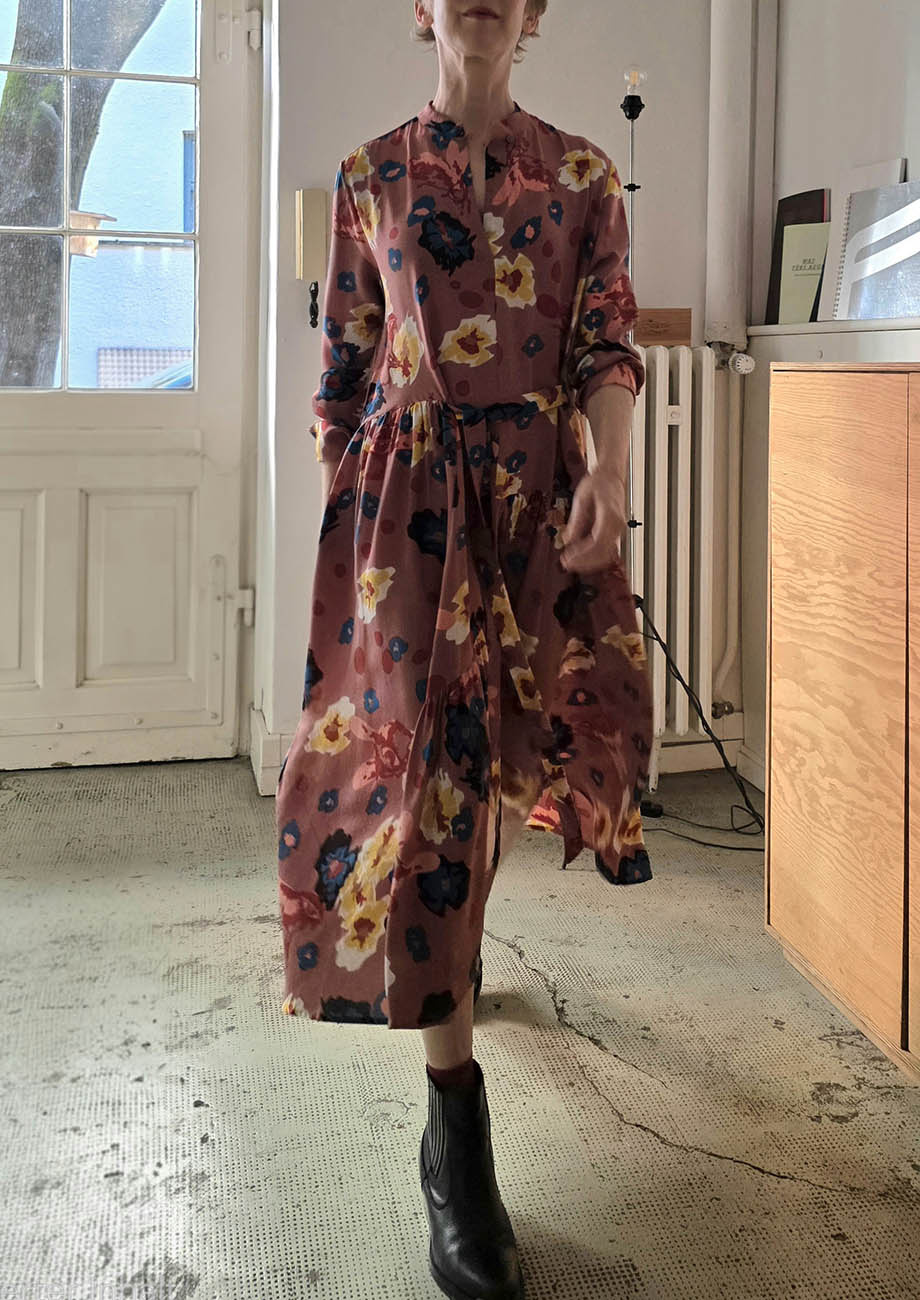 MY FAVORITE SILK DRESS - FLOWER ROSEWOOD-4