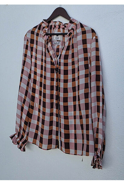 VOL SEIDENBLUSE -  CHECK BURNT ORANGE