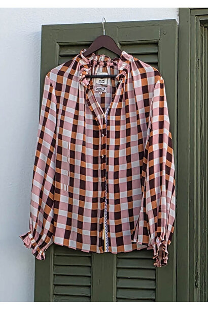 VOL SEIDENBLUSE -  CHECK BURNT ORANGE