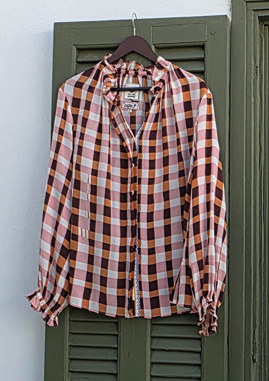 VOL SEIDENBLUSE - CHECK BURNT ORANGE-1