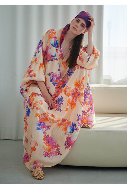 BEACH SILK GOWN LONG - FANTASY MULTI