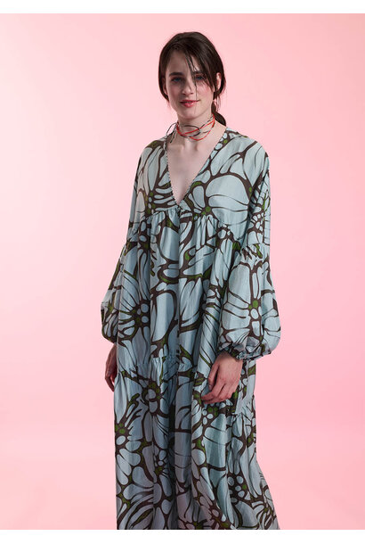 BEACH SILK GOWN LONG - FLOWER IRON