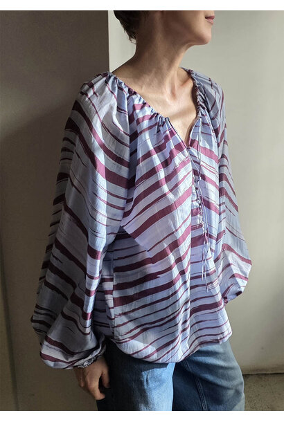 TUNIC SILK BLOUSE - WAVES SKY