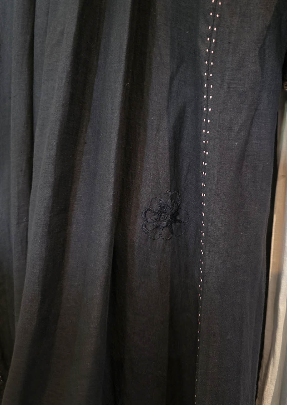 TUXEDO LEINENKLEID MIDI - SCHWARZ-3