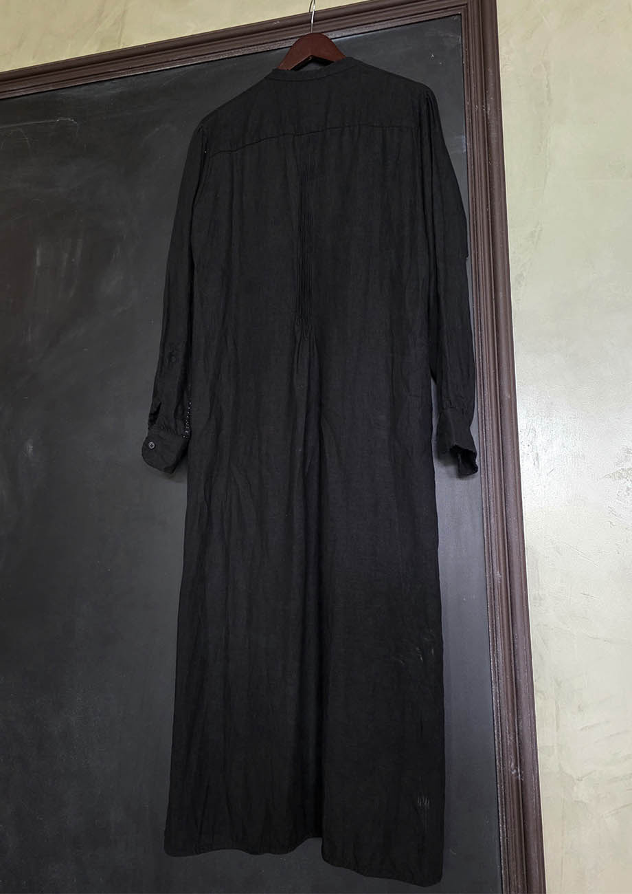 TUXEDO LEINENKLEID MIDI - SCHWARZ-5