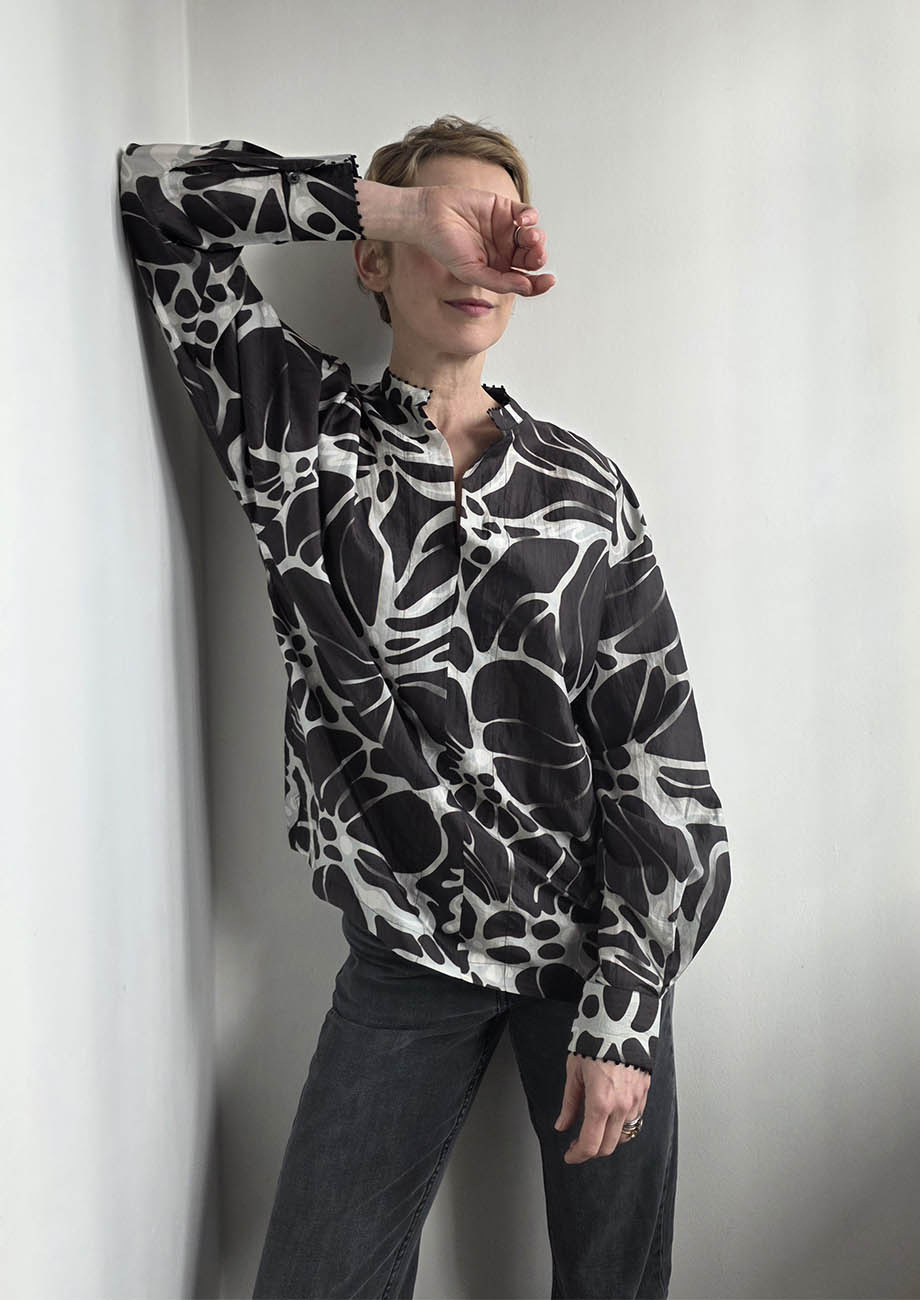 BASIC SILK BLOUSE - FLOWER NIGHT-4