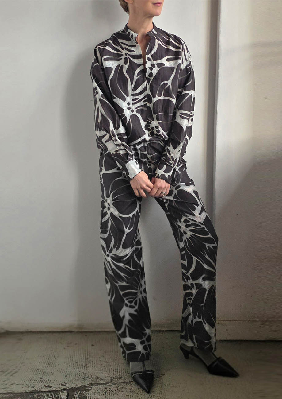 BASIC SILK BLOUSE - FLOWER NIGHT-3