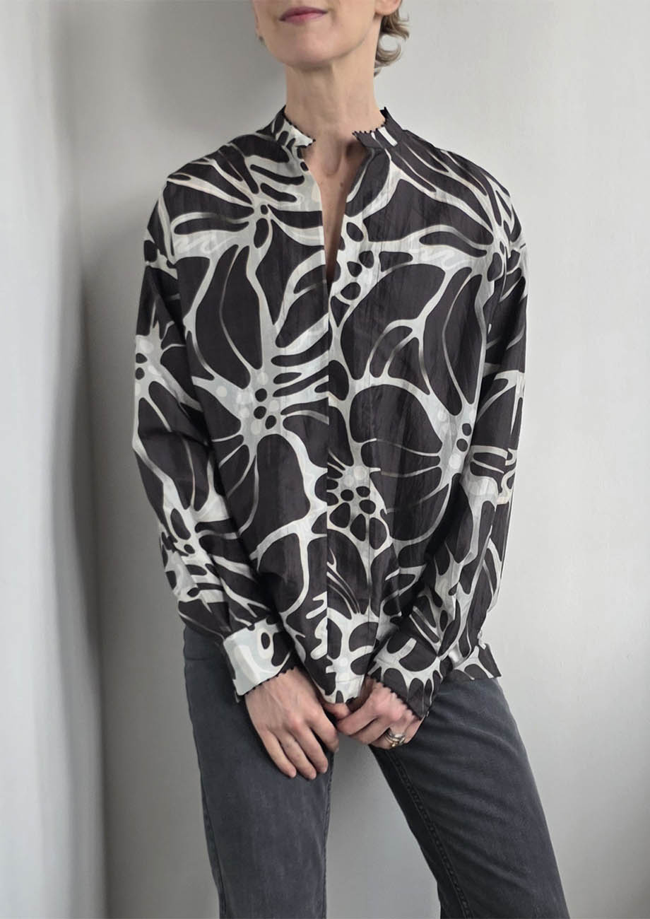 BASIC SILK BLOUSE - FLOWER NIGHT-2