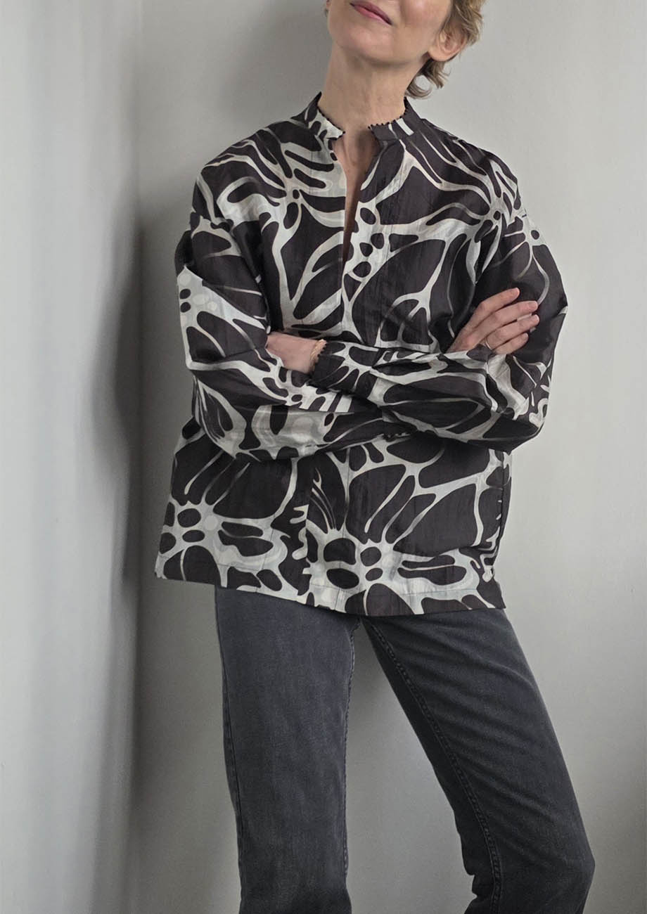 BASIC SILK BLOUSE - FLOWER NIGHT-5