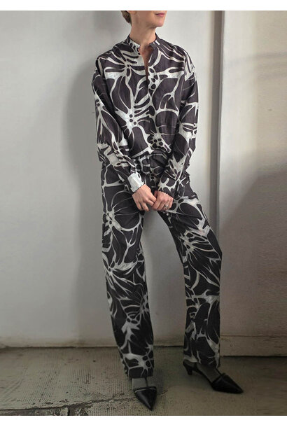 LONG BASIC SEIDENHOSE - FLOWER NIGHT