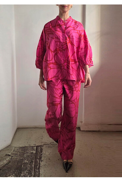 LONG BASIC SEIDENHOSE - FLOWER FUCHSIA