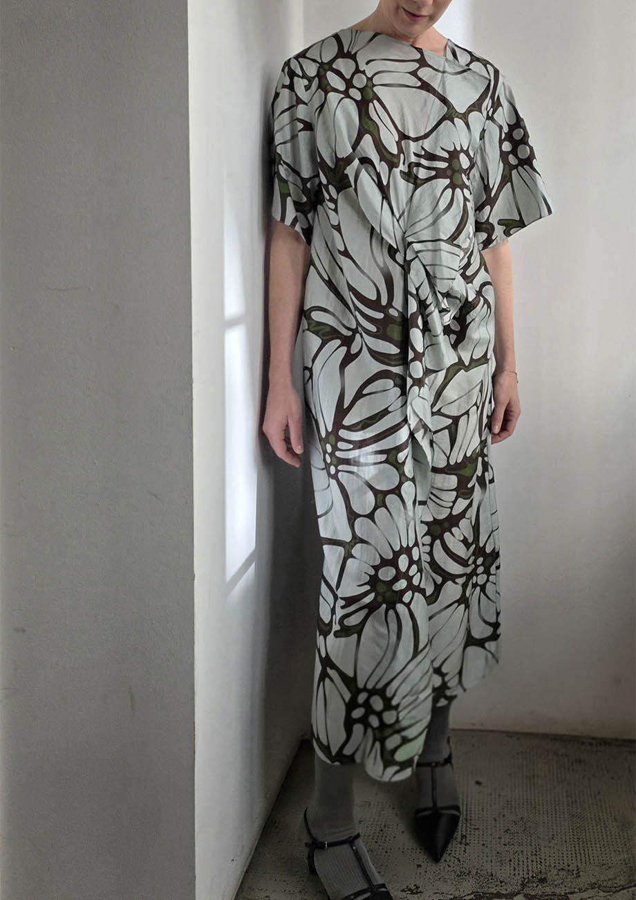 VOLANT SILK DRESS - FLOWER IRON-2