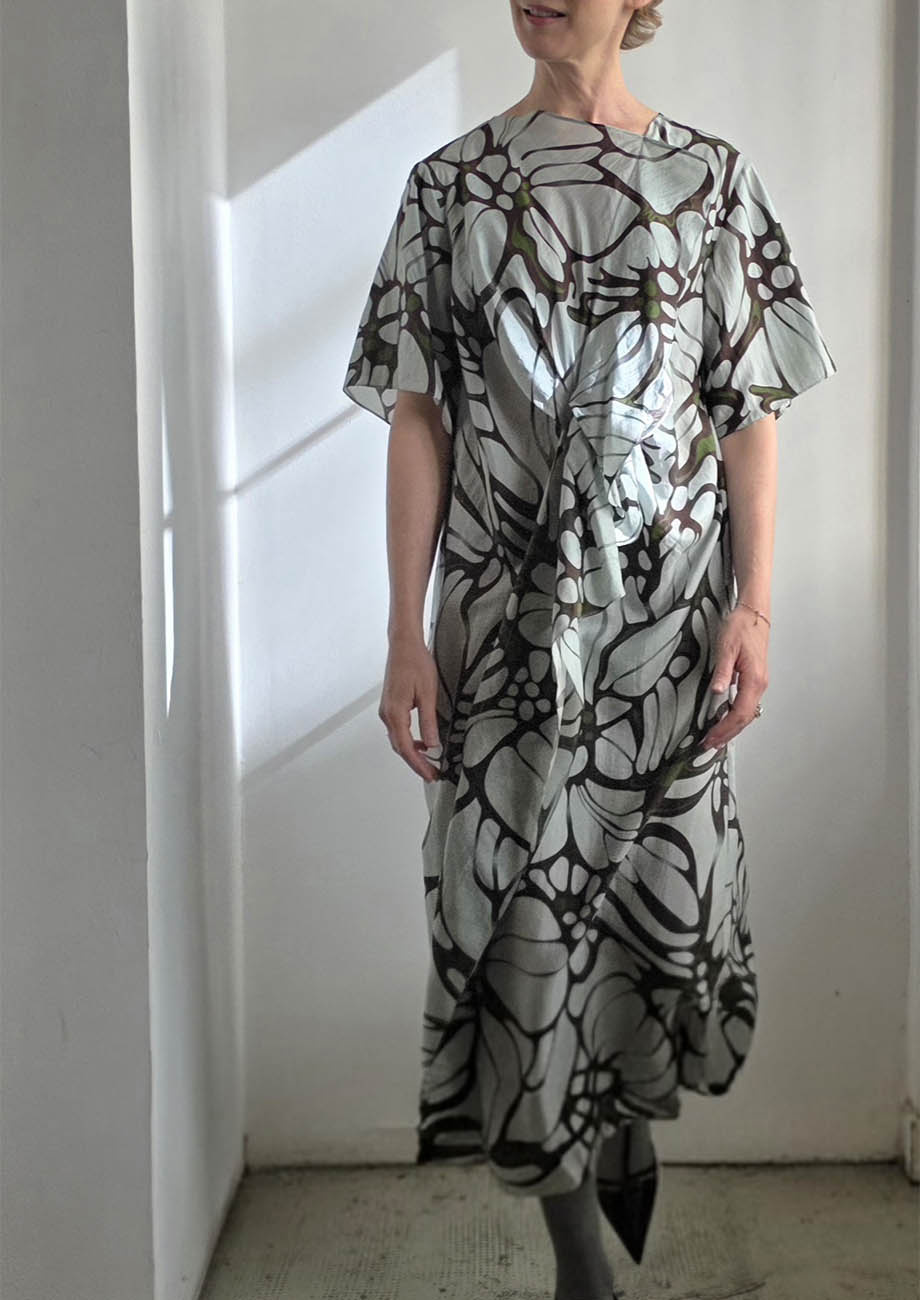 VOLANT SILK DRESS - FLOWER IRON-3