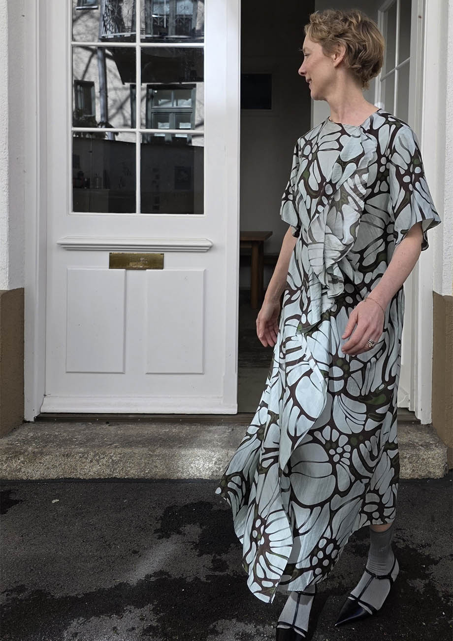 VOLANT SILK DRESS - FLOWER IRON-4