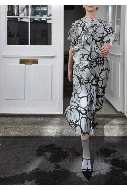 VOLANT SILK DRESS - FLOWERS IRON