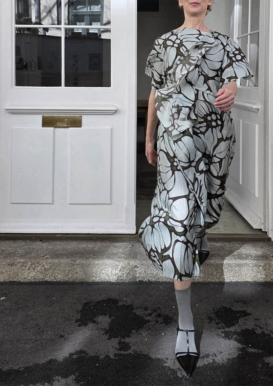 VOLANT SILK DRESS - FLOWER IRON-1