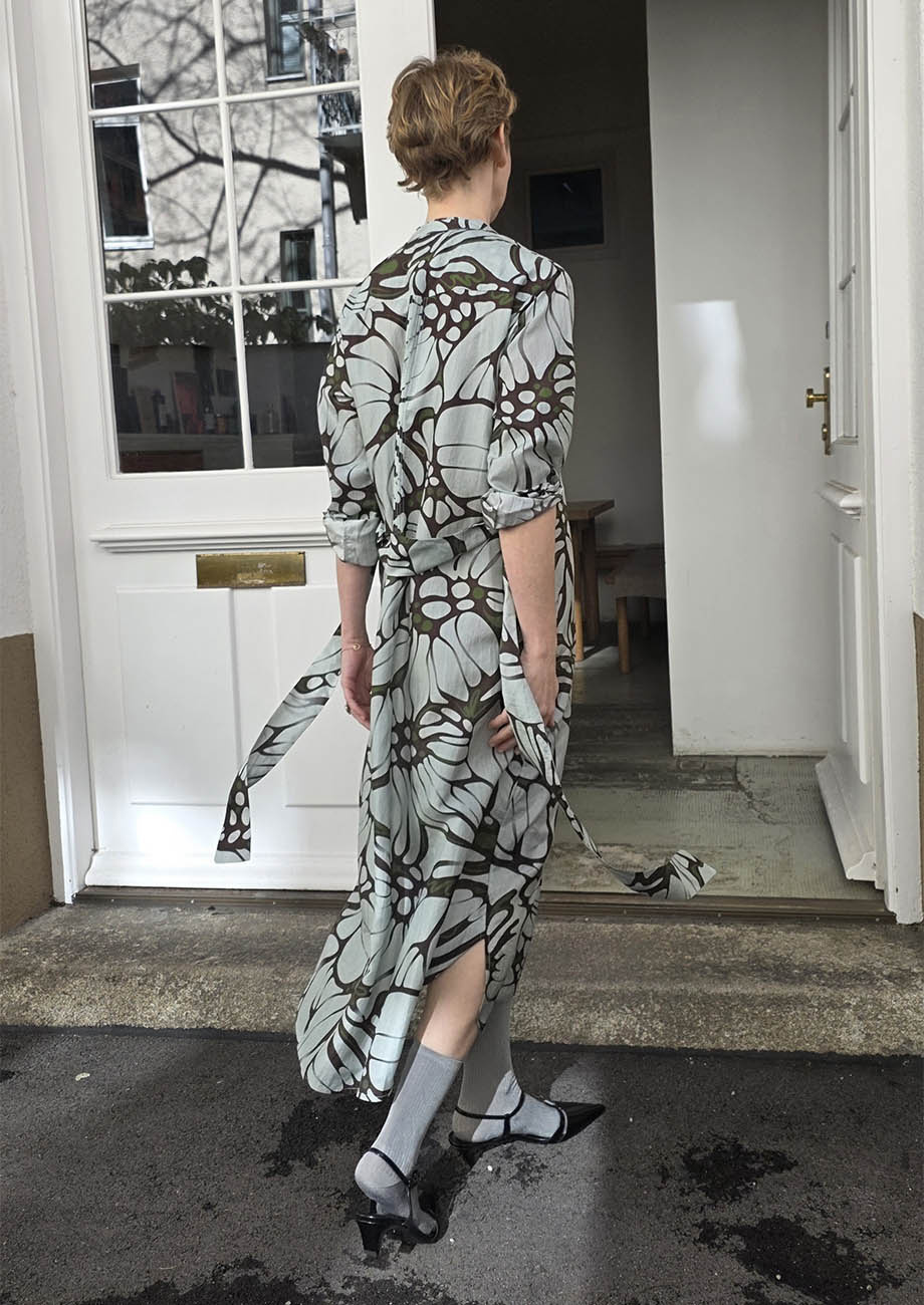 SUPER TUXEDO SILK DRESS MIDI - FLOWER IRON-4