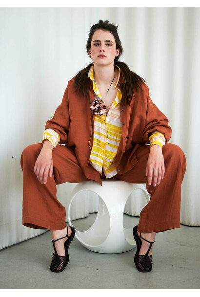 MAXI LINEN BLOUSE - RUST