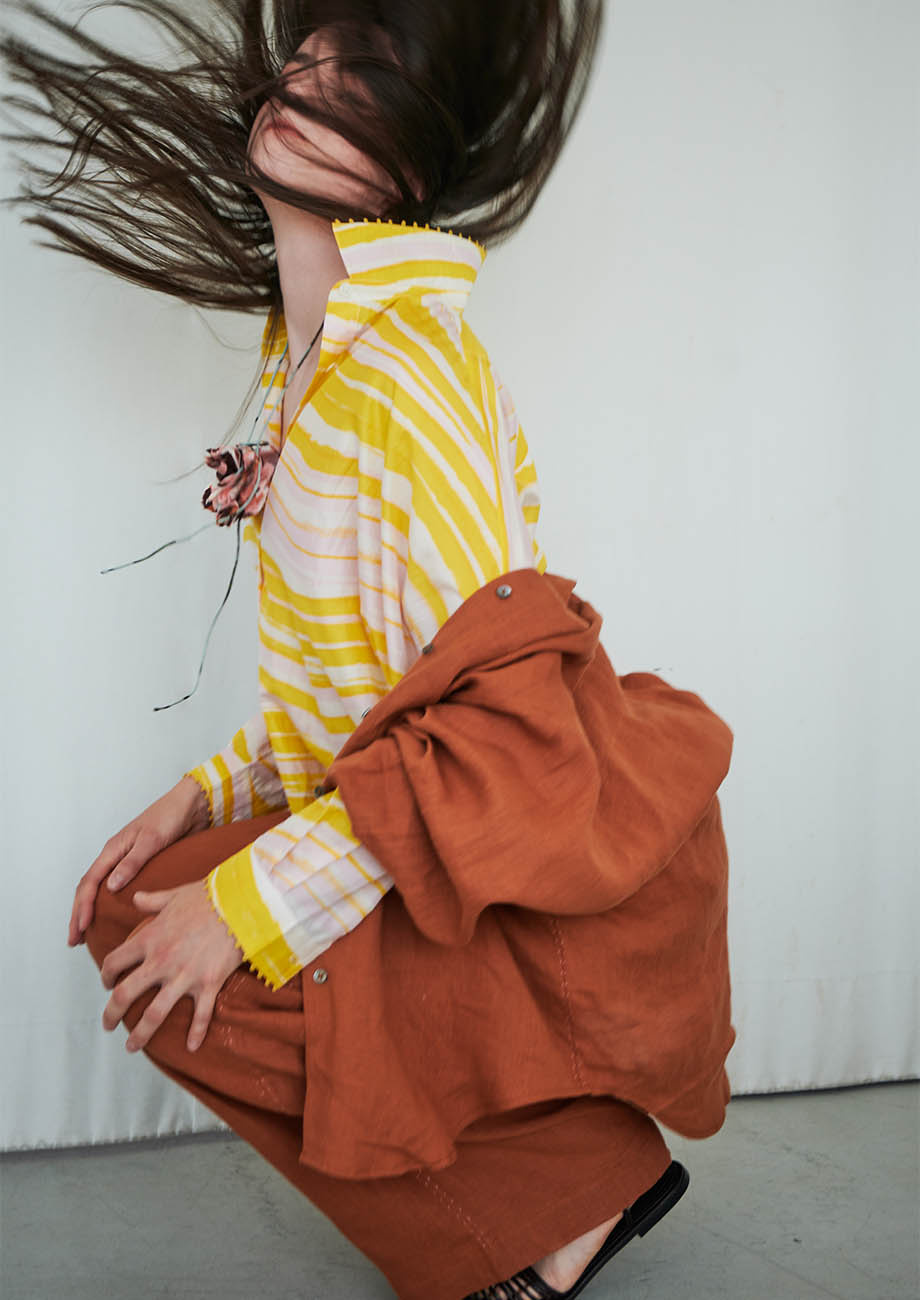 MY SEIDENBLUSE - WAVES YELLOW-1