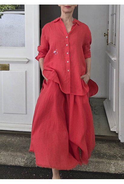 SUMMER LINEN  BLOUSE - MELON