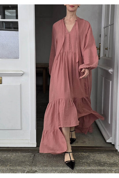 MAXI LINEN DRESS - ROSEWOOD